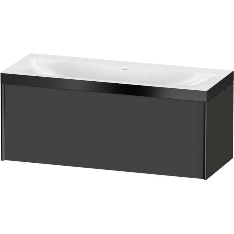 Duravit XViu 47" x 20" x 19" One Drawer C-Bonded Wall-Mount Vanity Kit Without Tap Hole, Graphite (XV4612NB280P) Express Delivery
