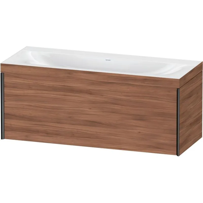 Budget Duravit XViu 47" x 20" x 19" One Drawer C-Bonded Wall-Mount Vanity Kit Without Tap Hole, Walnut (XV4612NB279C)