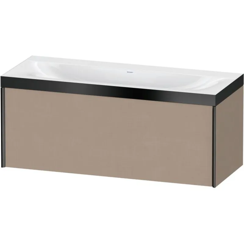 Deal Duravit XViu 47" x 20" x 19" One Drawer C-Bonded Wall-Mount Vanity Kit Without Tap Hole, Linen (XV4612NB275P)