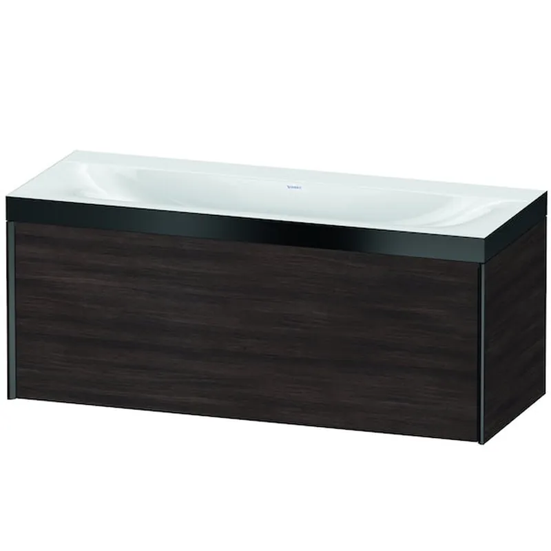 Duravit XViu 47" x 20" x 19" One Drawer C-Bonded Wall-Mount Vanity Kit Without Tap Hole, Chestnut Dark (XV4612NB253P) One Day Deal