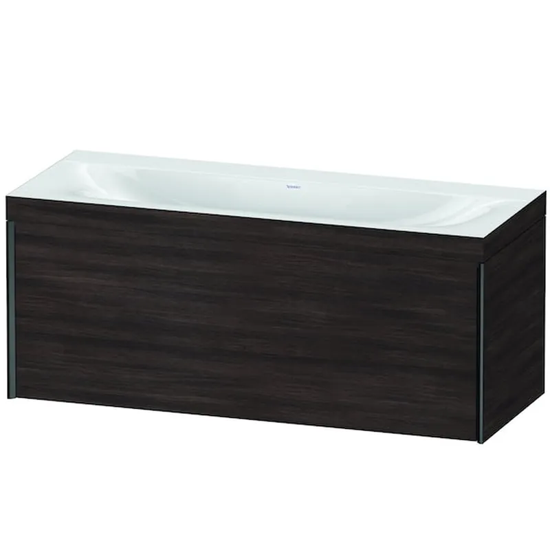 Duravit XViu 47" x 20" x 19" One Drawer C-Bonded Wall-Mount Vanity Kit Without Tap Hole, Chestnut Dark (XV4612NB253C) Fresh Stock
