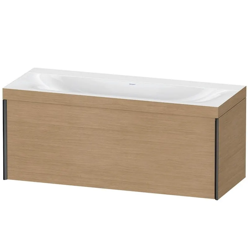 Direct From Manufacturer Duravit XViu 47" x 20" x 19" One Drawer C-Bonded Wall-Mount Vanity Kit Without Tap Hole, European Oak (XV4612NB252C)