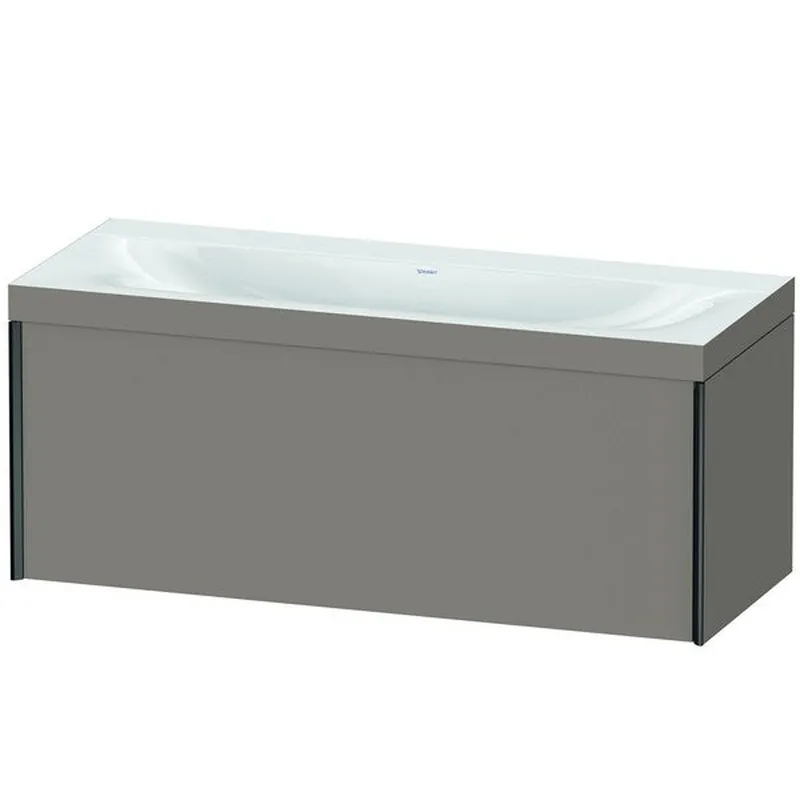 Latest Duravit XViu 47" x 20" x 19" One Drawer C-Bonded Wall-Mount Vanity Kit Without Tap Hole, Basalt (XV4612NB243C)