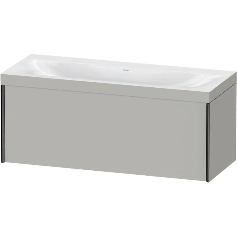 Grab Now Duravit XViu 47" x 20" x 19" One Drawer C-Bonded Wall-Mount Vanity Kit Without Tap Hole, Concrete Gray (XV4612NB207C)