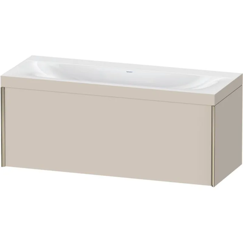 Duravit XViu 47" x 20" x 19" One Drawer C-Bonded Wall-Mount Vanity Kit Without Tap Hole, Taupe (XV4612NB191C) Professional Grade
