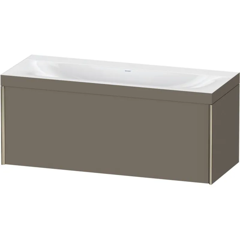 Secure Checkout Duravit XViu 47" x 20" x 19" One Drawer C-Bonded Wall-Mount Vanity Kit Without Tap Hole, Flannel Gray (XV4612NB190C)