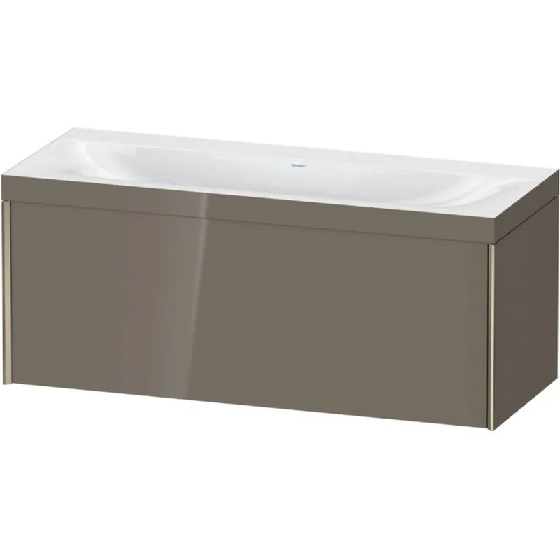 Trusted Brand Duravit XViu 47" x 20" x 19" One Drawer C-Bonded Wall-Mount Vanity Kit Without Tap Hole, Flannel Gray (XV4612NB189C)