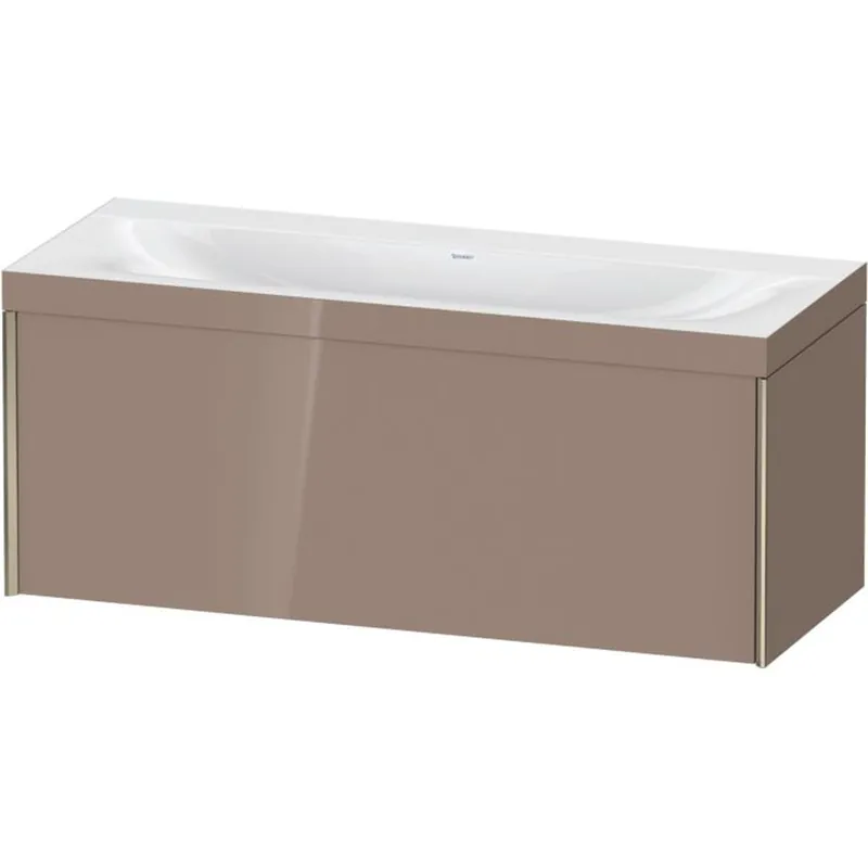 Worldwide Shipping Duravit XViu 47" x 20" x 19" One Drawer C-Bonded Wall-Mount Vanity Kit Without Tap Hole, Cappuccino (XV4612NB186C)