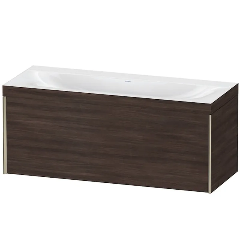 Order Now Duravit XViu 47" x 20" x 19" One Drawer C-Bonded Wall-Mount Vanity Kit Without Tap Hole, Chestnut Dark (XV4612NB153C)