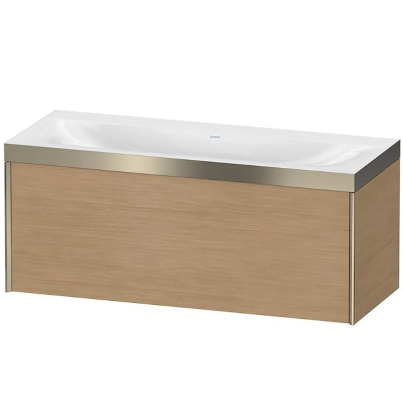 Duravit XViu 47" x 20" x 19" One Drawer C-Bonded Wall-Mount Vanity Kit Without Tap Hole, European Oak (XV4612NB152P) Premium