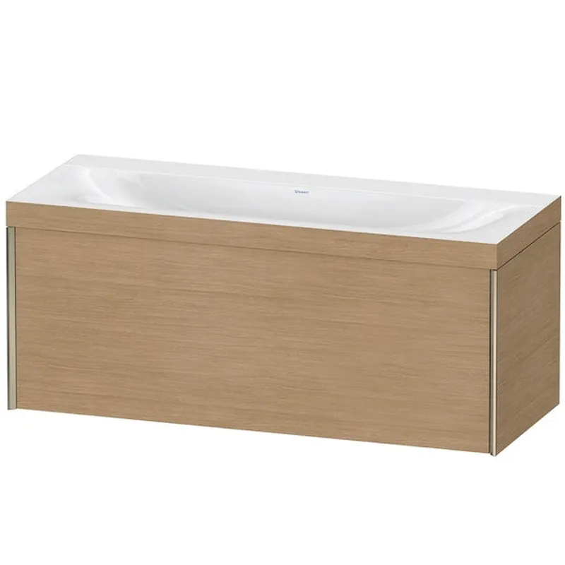 New Arrival Duravit XViu 47" x 20" x 19" One Drawer C-Bonded Wall-Mount Vanity Kit Without Tap Hole, European Oak (XV4612NB152C)