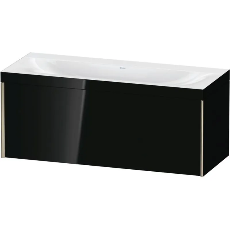 Original Duravit XViu 47" x 20" x 19" One Drawer C-Bonded Wall-Mount Vanity Kit Without Tap Hole, Black (XV4612NB140C)