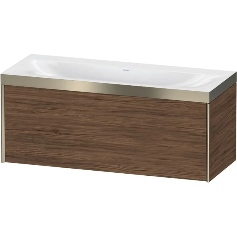 Duravit XViu 47" x 20" x 19" One Drawer C-Bonded Wall-Mount Vanity Kit Without Tap Hole, Walnut Dark (XV4612NB121P) Don’t Miss Out