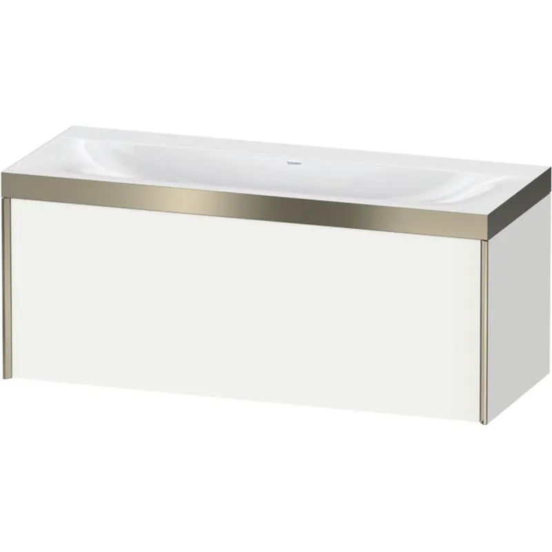 Duravit XViu 47" x 20" x 19" One Drawer C-Bonded Wall-Mount Vanity Kit Without Tap Hole, White (XV4612NB118P) Warranty Included