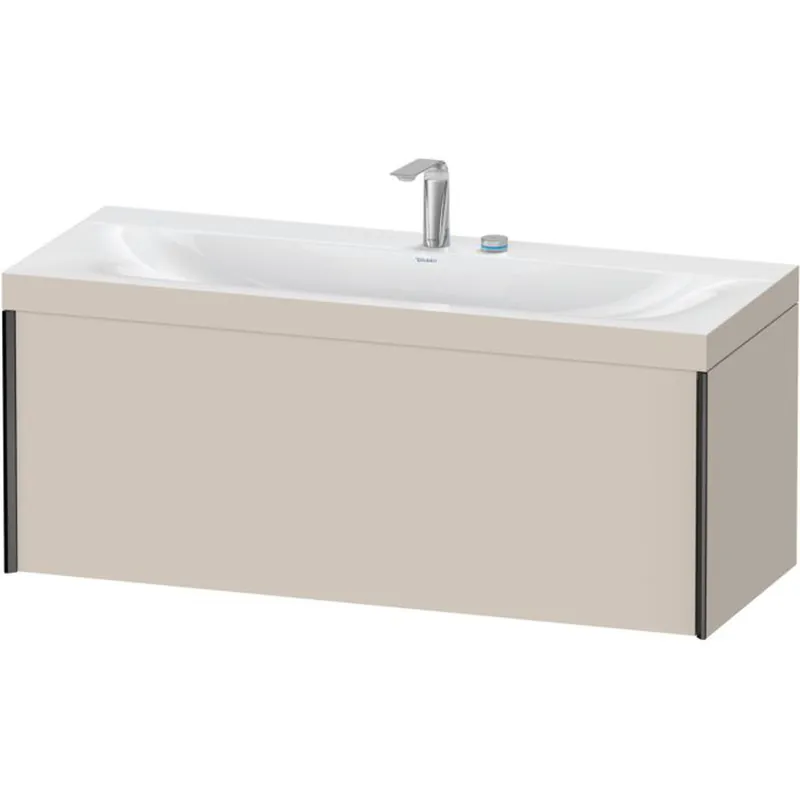Duravit XViu 47" x 20" x 19" One Drawer C-Bonded Wall-Mount Vanity Kit With Two Tap Holes, Taupe (XV4612EB291C) Buy Today