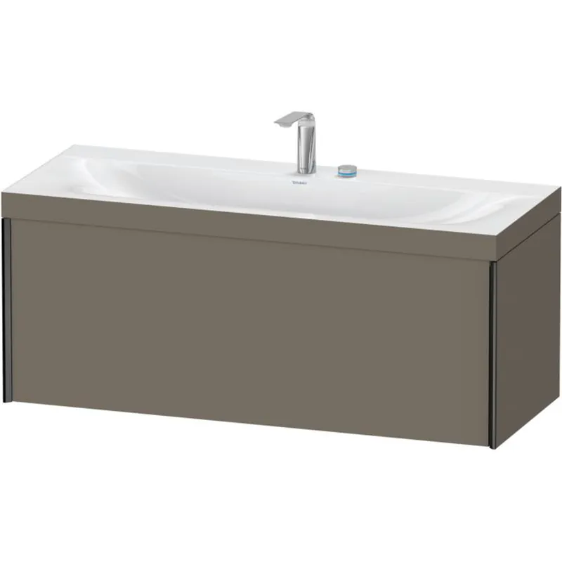 Duravit XViu 47" x 20" x 19" One Drawer C-Bonded Wall-Mount Vanity Kit With Two Tap Holes, Flannel Gray (XV4612EB290C) Direct From Manufacturer