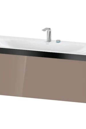 Crafted Duravit XViu 47" x 20" x 19" One Drawer C-Bonded Wall-Mount Vanity Kit With Two Tap Holes, Cappuccino (XV4612EB286P)