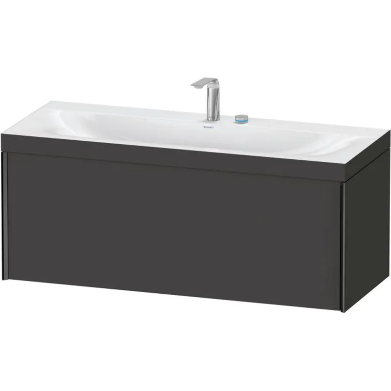 Weekend Sale Duravit XViu 47" x 20" x 19" One Drawer C-Bonded Wall-Mount Vanity Kit With Two Tap Holes, Graphite (XV4612EB280C)