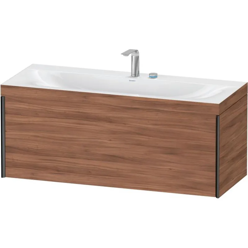 Mega Sale Duravit XViu 47" x 20" x 19" One Drawer C-Bonded Wall-Mount Vanity Kit With Two Tap Holes, Walnut (XV4612EB279C)