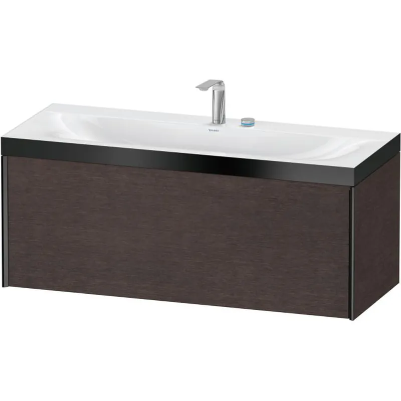 Warranty Included Duravit XViu 47" x 20" x 19" One Drawer C-Bonded Wall-Mount Vanity Kit With Two Tap Holes, Dark Brushed Oak (XV4612EB272P)