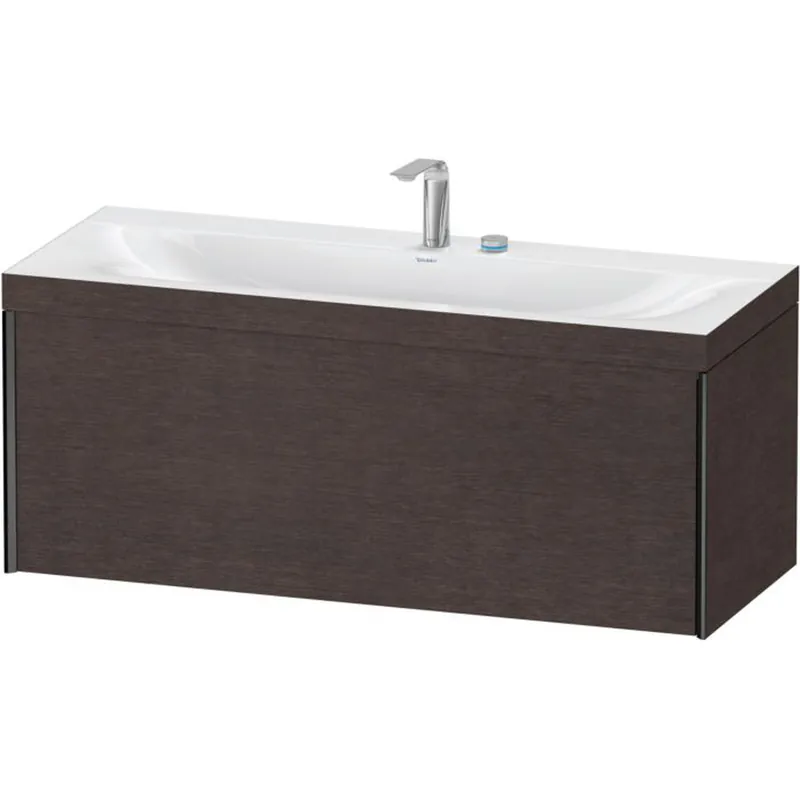 Exclusive Offer Duravit XViu 47" x 20" x 19" One Drawer C-Bonded Wall-Mount Vanity Kit With Two Tap Holes, Dark Brushed Oak (XV4612EB272C)