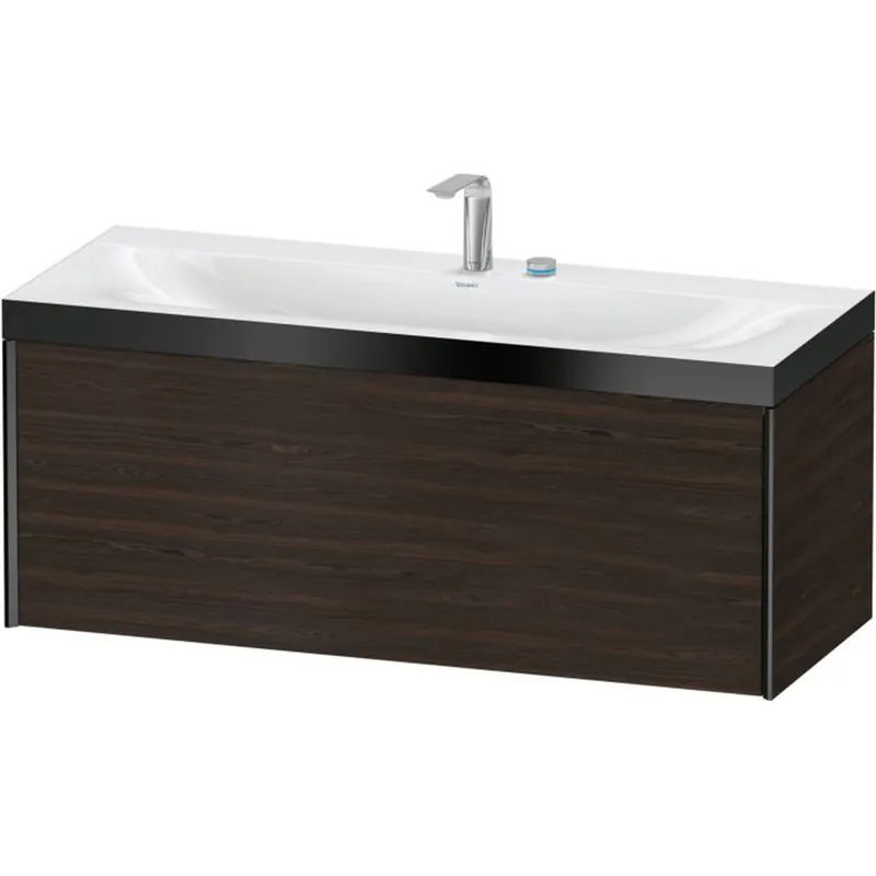 Free Returns Duravit XViu 47" x 20" x 19" One Drawer C-Bonded Wall-Mount Vanity Kit With Two Tap Holes, Walnut Brushed (XV4612EB269P)