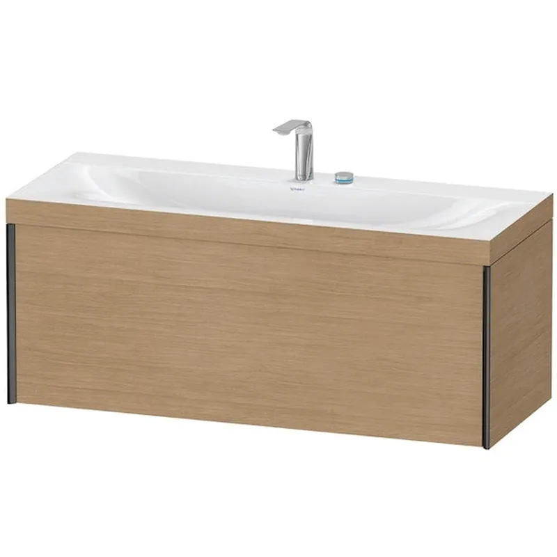 Original Duravit XViu 47" x 20" x 19" One Drawer C-Bonded Wall-Mount Vanity Kit With Two Tap Holes, European Oak (XV4612EB252C)