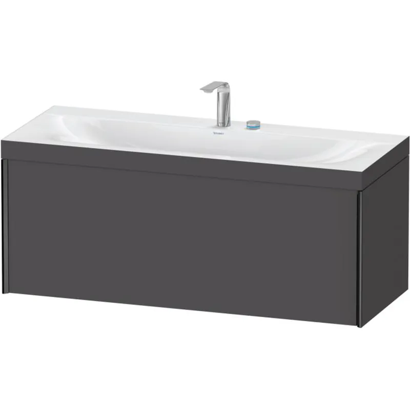 Duravit XViu 47" x 20" x 19" One Drawer C-Bonded Wall-Mount Vanity Kit With Two Tap Holes, Graphite (XV4612EB249C) While Supplies Last