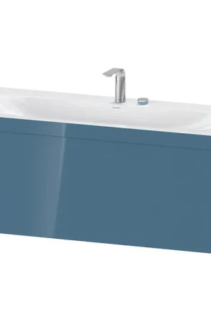 Certified Duravit XViu 47" x 20" x 19" One Drawer C-Bonded Wall-Mount Vanity Kit With Two Tap Holes, Stone Blue (XV4612EB247C)