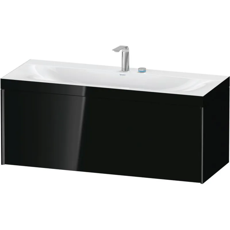 Duravit XViu 47" x 20" x 19" One Drawer C-Bonded Wall-Mount Vanity Kit With Two Tap Holes, Black (XV4612EB240C) Latest
