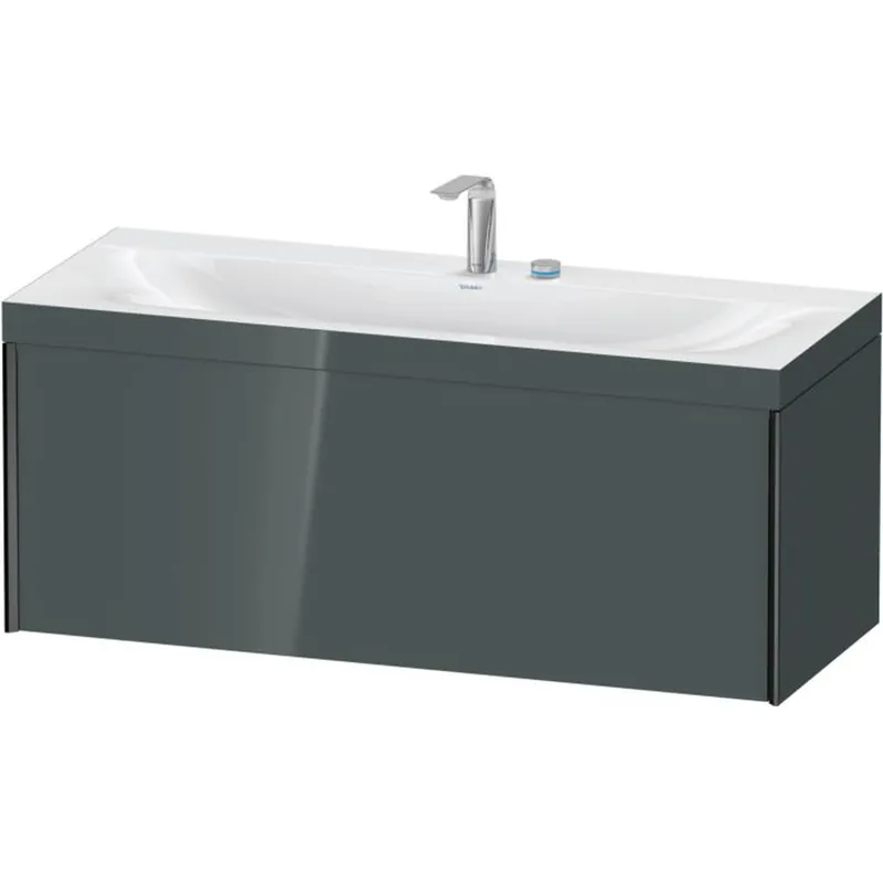 Brand New Duravit XViu 47" x 20" x 19" One Drawer C-Bonded Wall-Mount Vanity Kit With Two Tap Holes, Dolomite Gray (XV4612EB238C)