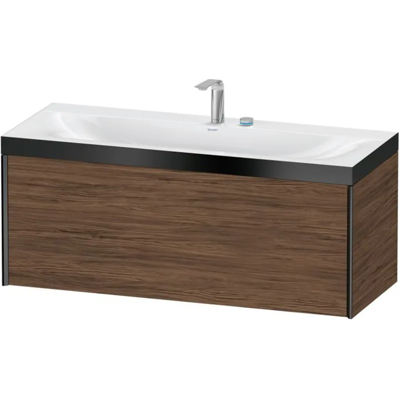 Duravit XViu 47" x 20" x 19" One Drawer C-Bonded Wall-Mount Vanity Kit With Two Tap Holes, Walnut Dark (XV4612EB221P) Deal