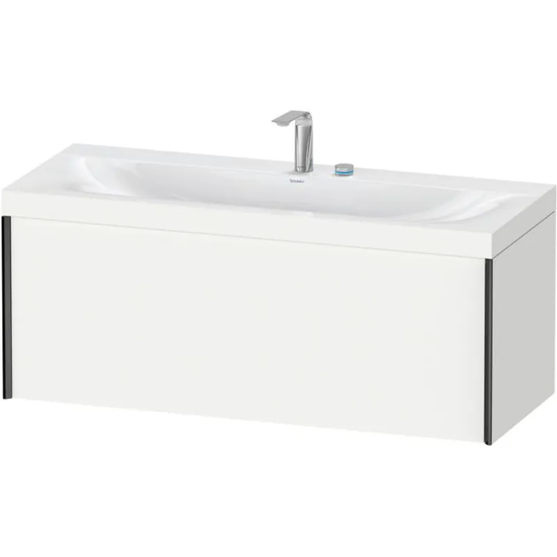 Premium Duravit XViu 47" x 20" x 19" One Drawer C-Bonded Wall-Mount Vanity Kit With Two Tap Holes, White (XV4612EB218C)