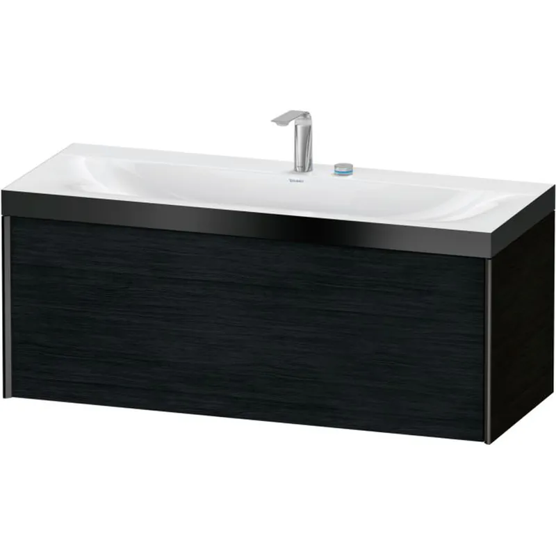 Duravit XViu 47" x 20" x 19" One Drawer C-Bonded Wall-Mount Vanity Kit With Two Tap Holes, Oak Black (XV4612EB216P) Direct From Factory