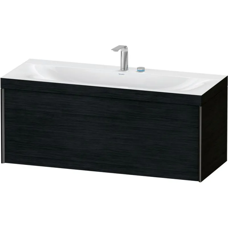 Duravit XViu 47" x 20" x 19" One Drawer C-Bonded Wall-Mount Vanity Kit With Two Tap Holes, Oak Black (XV4612EB216C) Weekend Sale