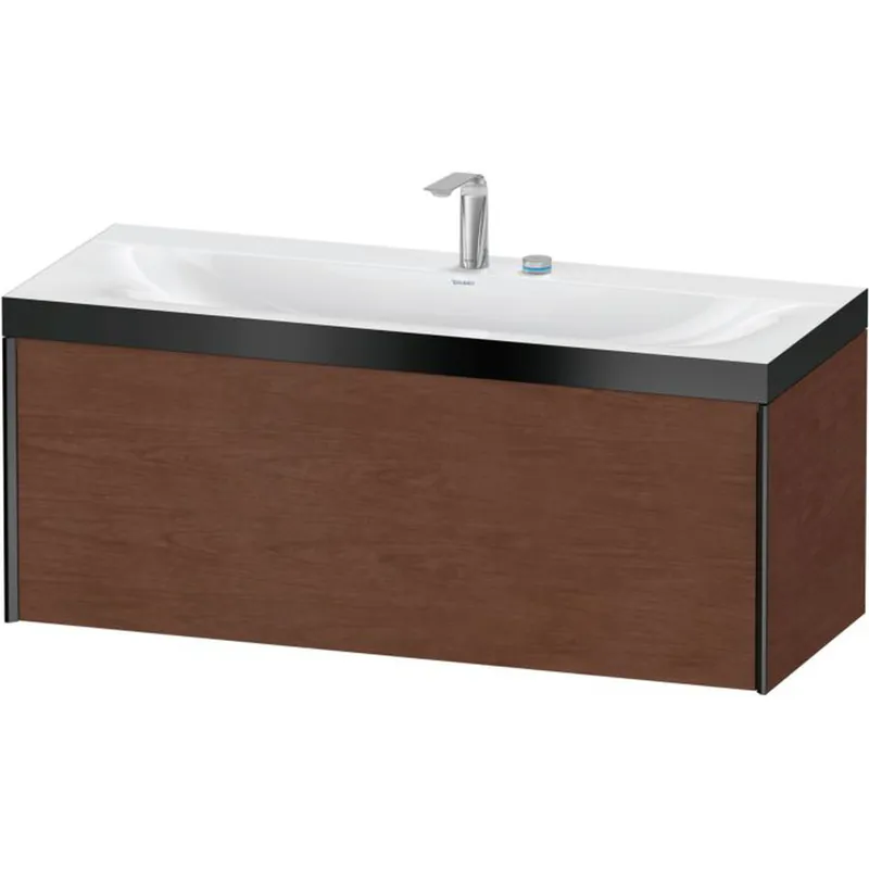 Sale Duravit XViu 47" x 20" x 19" One Drawer C-Bonded Wall-Mount Vanity Kit With Two Tap Holes, American Walnut (XV4612EB213P)