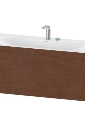 Direct From Factory Duravit XViu 47" x 20" x 19" One Drawer C-Bonded Wall-Mount Vanity Kit With Two Tap Holes, American Walnut (XV4612EB213C)