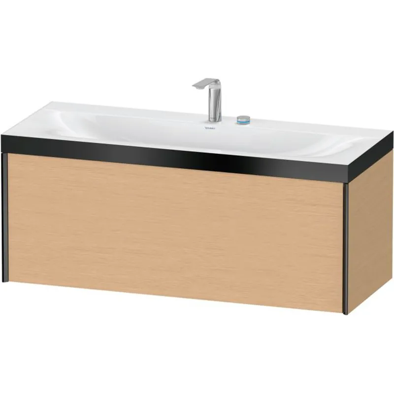 Duravit XViu 47" x 20" x 19" One Drawer C-Bonded Wall-Mount Vanity Kit With Two Tap Holes, Brushed Oak (XV4612EB212P) Free Delivery