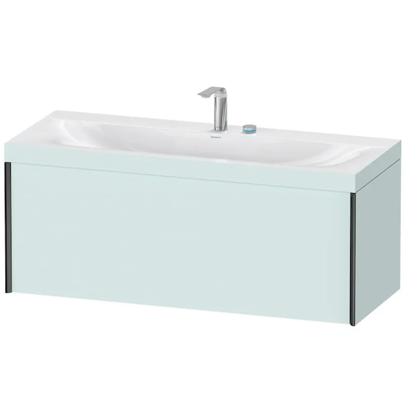 Premium Duravit XViu 47" x 20" x 19" One Drawer C-Bonded Wall-Mount Vanity Kit With Two Tap Holes, Light Blue (XV4612EB209C)