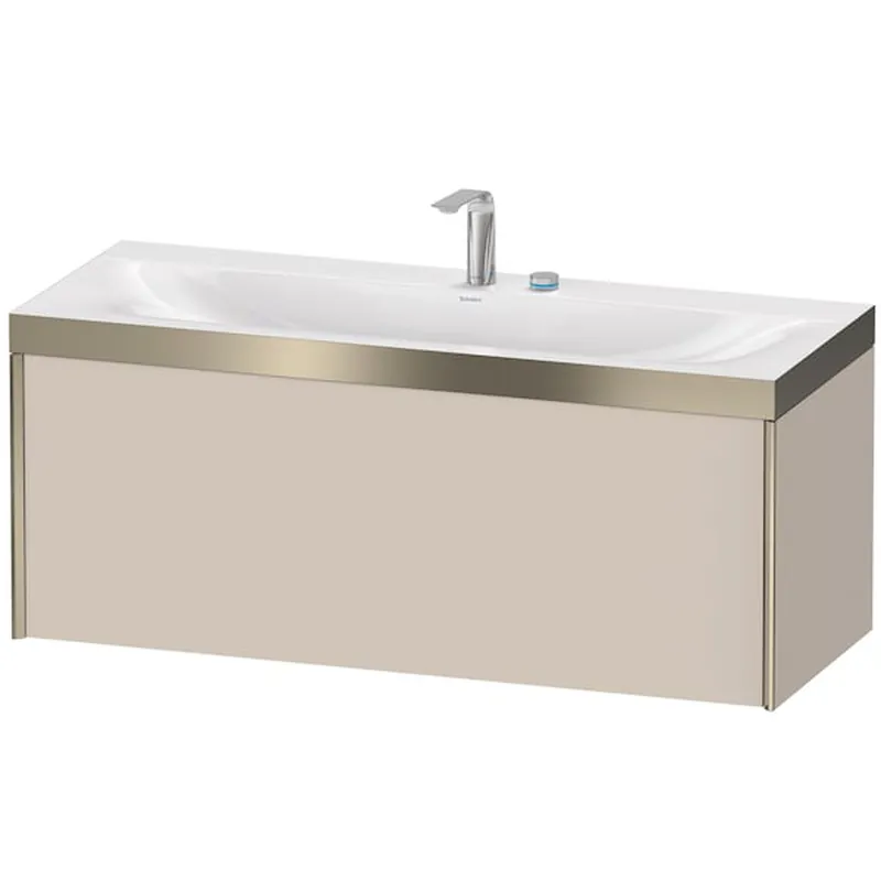 Bargain Duravit XViu 47" x 20" x 19" One Drawer C-Bonded Wall-Mount Vanity Kit With Two Tap Holes, Taupe (XV4612EB191P)