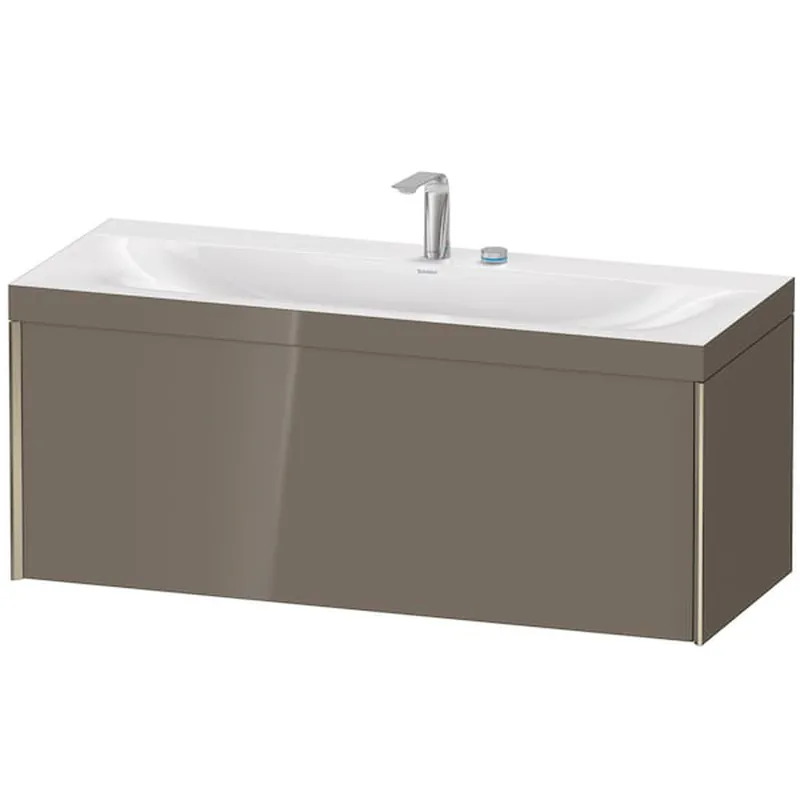 Low Price Duravit XViu 47" x 20" x 19" One Drawer C-Bonded Wall-Mount Vanity Kit With Two Tap Holes, Flannel Gray (XV4612EB189C)