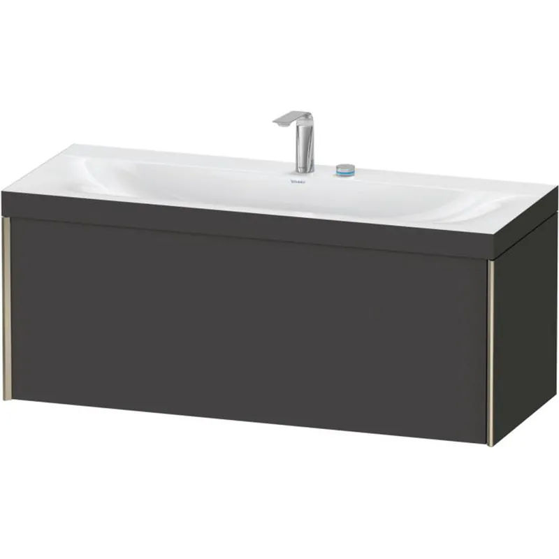 Direct From Factory Duravit XViu 47" x 20" x 19" One Drawer C-Bonded Wall-Mount Vanity Kit With Two Tap Holes, Graphite (XV4612EB180C)