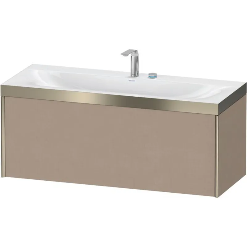 Duravit XViu 47" x 20" x 19" One Drawer C-Bonded Wall-Mount Vanity Kit With Two Tap Holes, Linen (XV4612EB175P) Shop Now