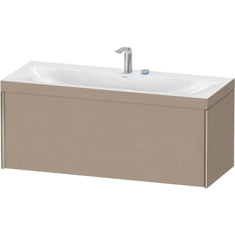 Special Offer Duravit XViu 47" x 20" x 19" One Drawer C-Bonded Wall-Mount Vanity Kit With Two Tap Holes, Linen (XV4612EB175C)