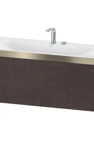 Authentic Duravit XViu 47" x 20" x 19" One Drawer C-Bonded Wall-Mount Vanity Kit With Two Tap Holes, Dark Brushed Oak (XV4612EB172P)