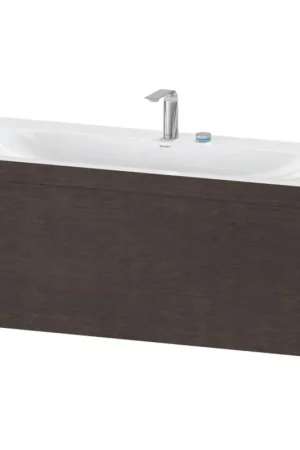 Authentic Duravit XViu 47" x 20" x 19" One Drawer C-Bonded Wall-Mount Vanity Kit With Two Tap Holes, Dark Brushed Oak (XV4612EB172C)