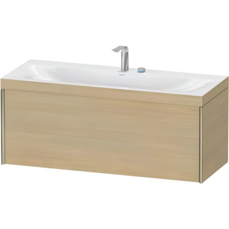 Luxury Duravit XViu 47" x 20" x 19" One Drawer C-Bonded Wall-Mount Vanity Kit With Two Tap Holes, Mediterranean Oak (XV4612EB171C)