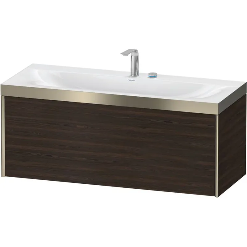 Duravit XViu 47" x 20" x 19" One Drawer C-Bonded Wall-Mount Vanity Kit With Two Tap Holes, Walnut Brushed (XV4612EB169P) Viral