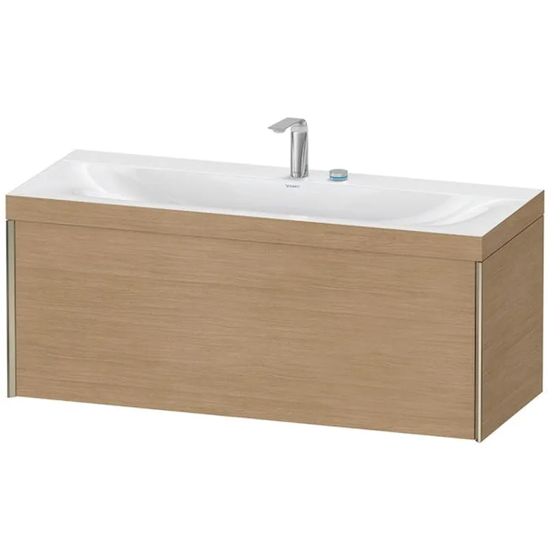 Duravit XViu 47" x 20" x 19" One Drawer C-Bonded Wall-Mount Vanity Kit With Two Tap Holes, European Oak (XV4612EB152C) Grab Now