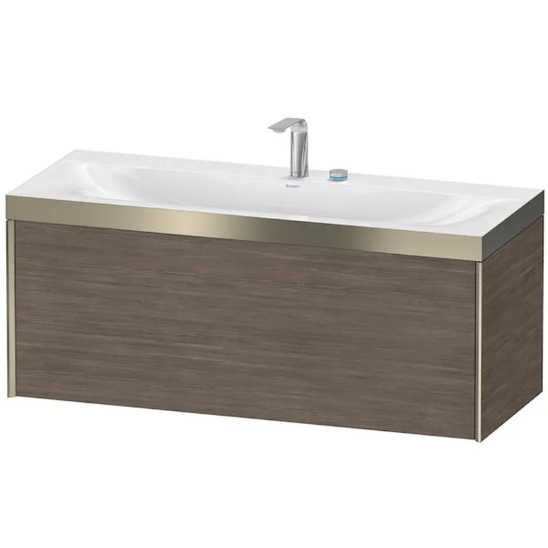 Express Delivery Duravit XViu 47" x 20" x 19" One Drawer C-Bonded Wall-Mount Vanity Kit With Two Tap Holes, Pine Terra (XV4612EB151P)